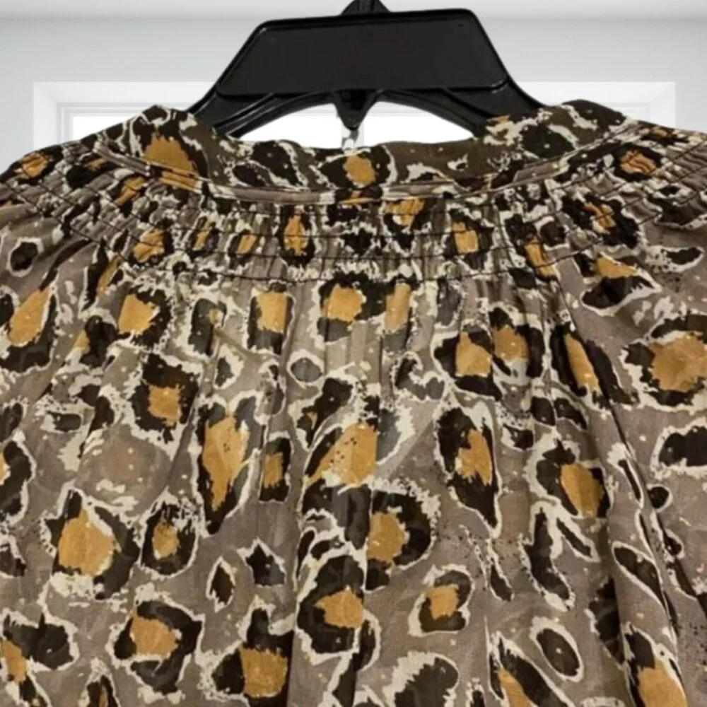 i Jeans by Buffalo Animal Print Sheer Gold Fleck Blouse Top Medium Flowy Boho - Picture 7 of 16